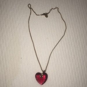 Red crystal necklace and earrings.